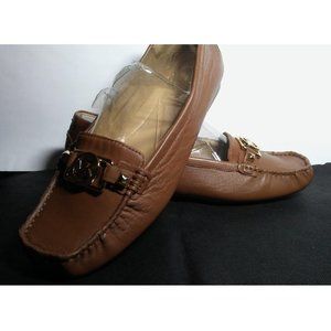 Michael Kors New Genuine Leather Brown Flat Loafers With  Logo Sz 10M